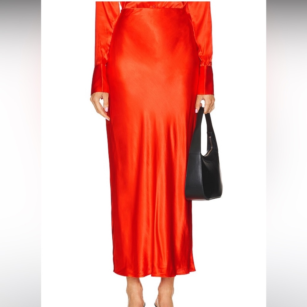 NEW L'Academie by Marianna Noemie Midi Skirt Red Orange
